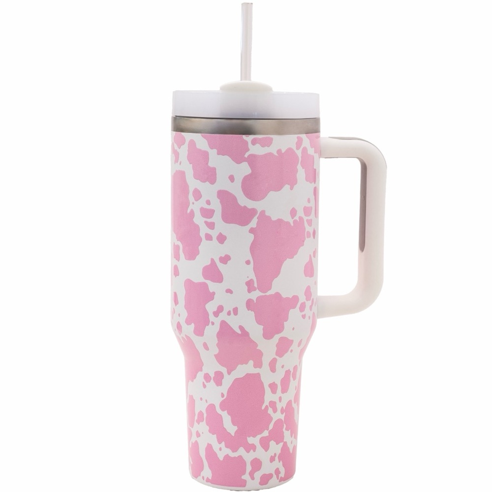 Pink Cow Print Tumbler
